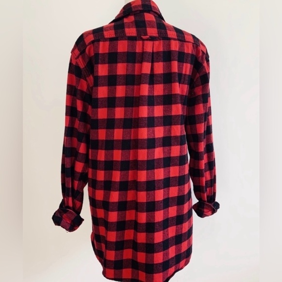 Buffalo Plaid  Button Up men’s XLT Heavy Flannel Shirt BLACK & Red long sleeve . - Picture 2 of 9